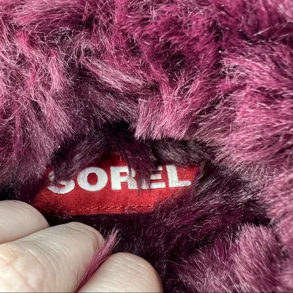 Sorel Go Coffee Run Slippers Slip On Red Suede Faux Fur Lined Rubber Sole 6 - Picture 8 of 8